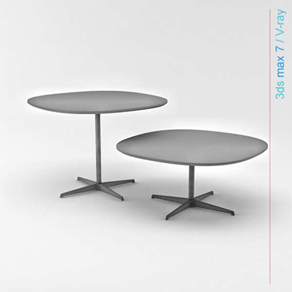 3d arne jacobsen tables 2 - Super-circular table 4 star leg ( 2 tables ) by lajhar